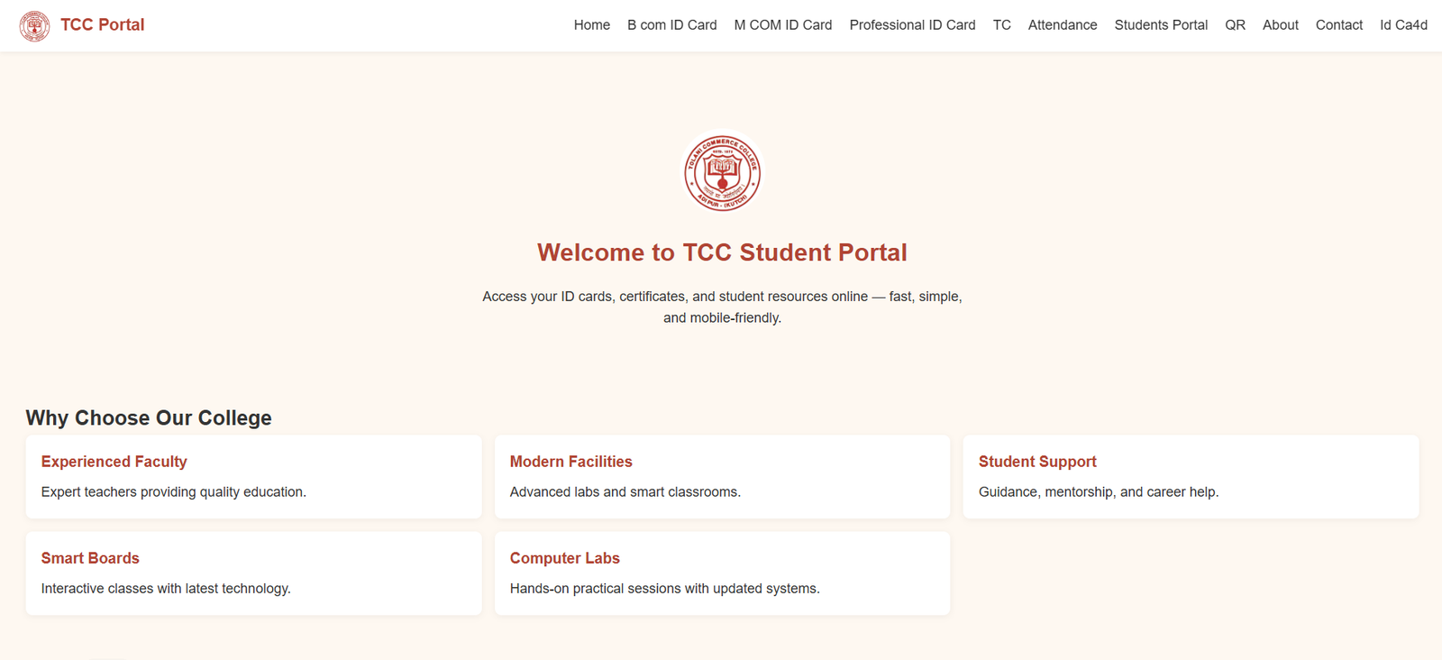 Tolani Commerce College Website Design
